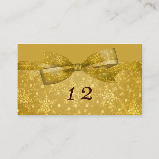 Customizable Golden Glitz &amp; Shimmer Snowflakes Wedding Business Card