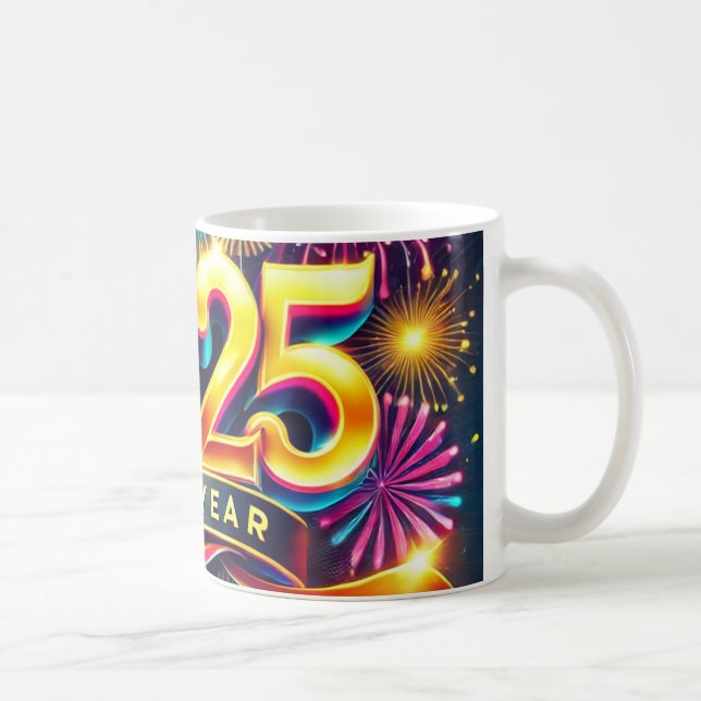 "Golden Glow 2025 New Year Mug" Coffee Mug (Right)
