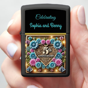 Golden Glow: 5th Anniversary Floral Delight Zippo Lighter