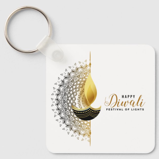 Golden Glow: A Diwali Blessing Keychain (Front)