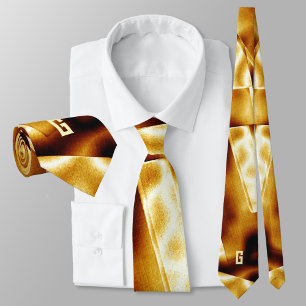 Golden Glow Bronze Modern Monogrammed Neck Tie