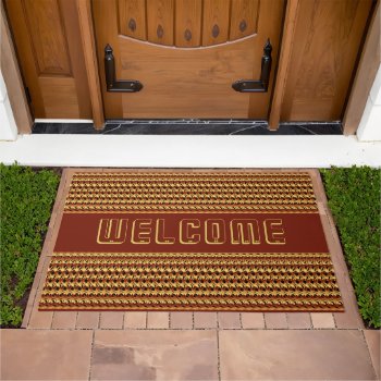 Golden Glow Brown Wicker Weave Welcome Doormat by anuradesignstudio at Zazzle