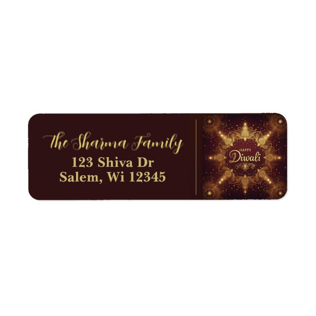 Golden Glow Diwali Address Label  (Front)