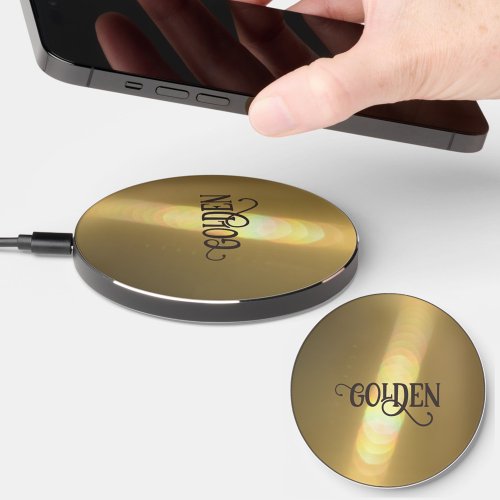 Golden Glow Glamorous Metallic Customizable  Wireless Charger