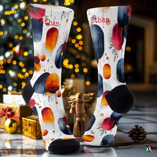 Golden Glow Holiday Socks with Warm Gradient Shape (Creator Uploaded)