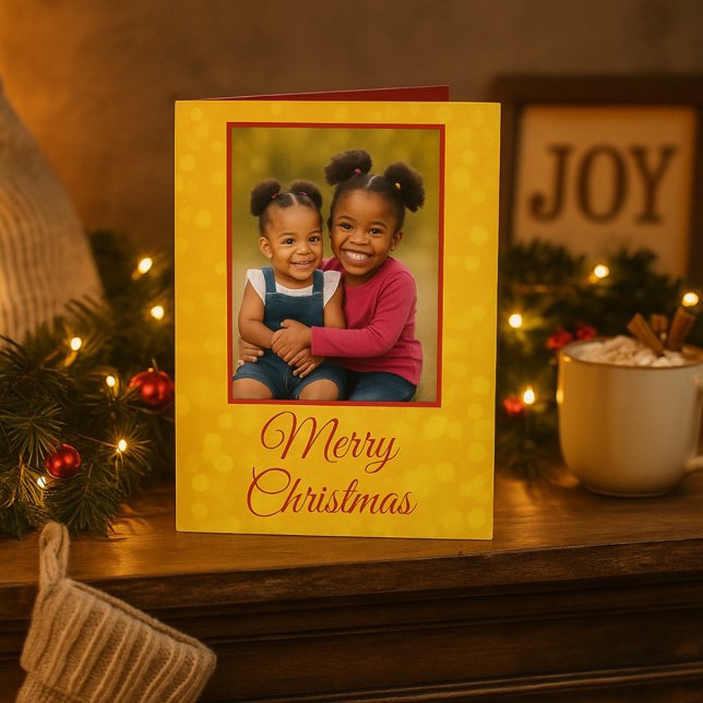 Golden Glow Joy Merry Christmas Photo  Holiday Card (Creator Uploaded)