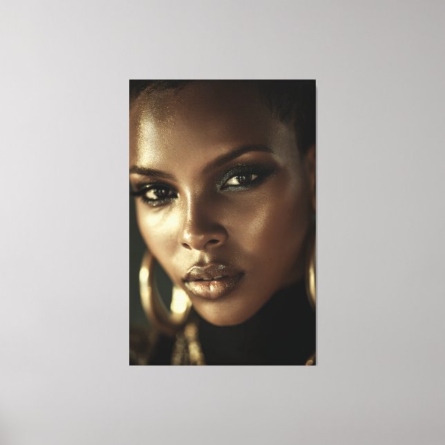 Golden Glow Melanin Fierce Portrait Canvas Print (Front)