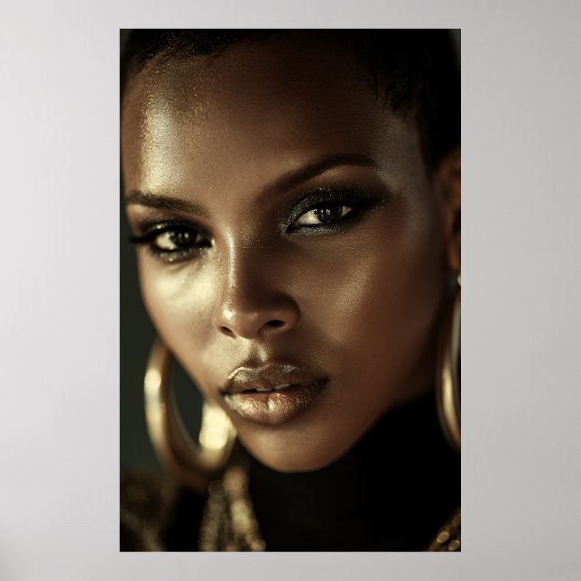 Golden Glow Melanin Fierce Portrait Poster (Front)
