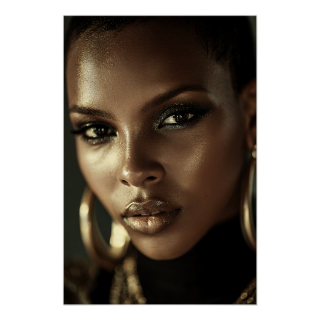 Golden Glow Melanin Fierce Portrait Poster (Front)