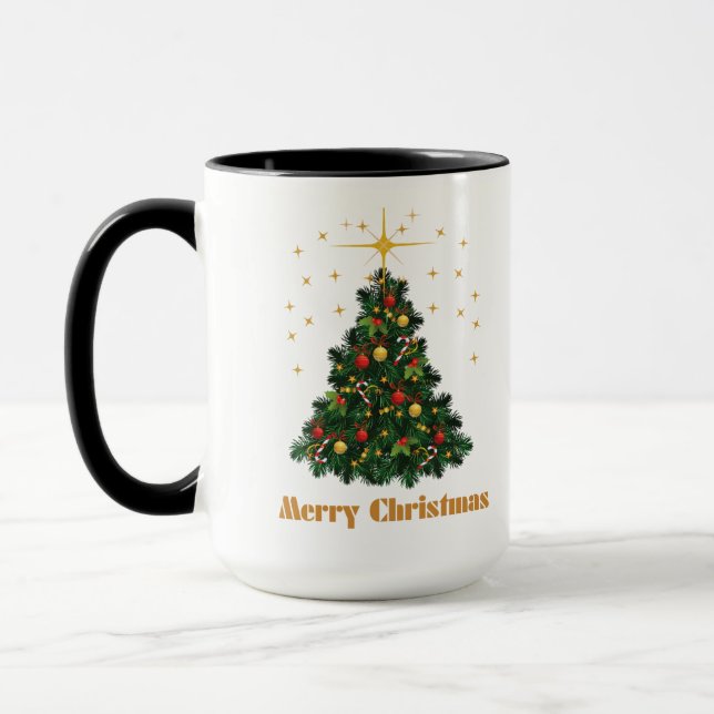  "Golden Glow: Merry Christmas Elegance Mug" Mug (Left)