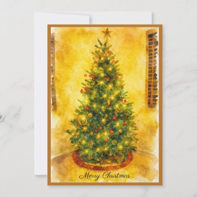 Golden Glow of Christmas Eve Holiday Card (Front)