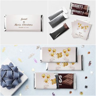 Golden Glow  Sweet 16 Balloons Birthday Party Hershey Bar Favors