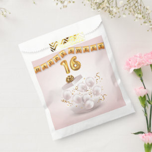 Golden Glow  Sweet 16 Balloons  Favor Bag
