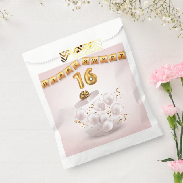 Golden Glow  Sweet 16 Balloons  Favor Bag (Sealed)