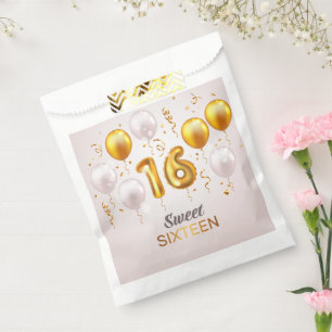 Golden Glow Sweet 16 Balloons  Favor Bag