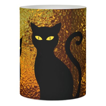 Golden Glow Textured Black Cat Kittens Flameless Candle