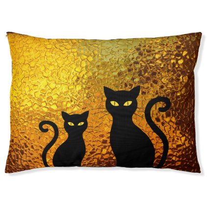 Golden Glow Textured Black Cat Kittens Pet Bed