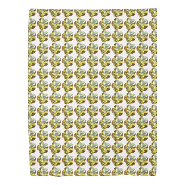 Golden Glow – Yellow Gemstone Flower Design Duvet Cover (Front)