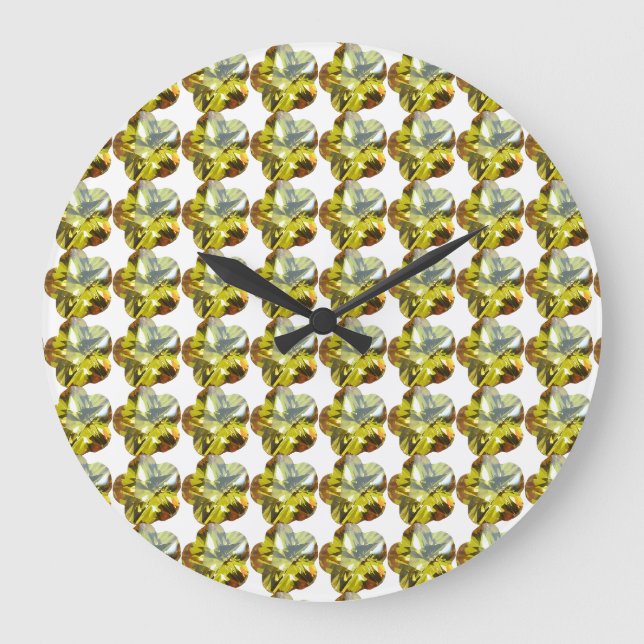 Golden Glow – Yellow Gemstone Flower Design Large Clock (Front)