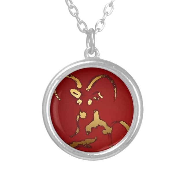 Golden Goat 2015 - Chinese and Vietnamese New Year Silver Plated Necklace (Front)