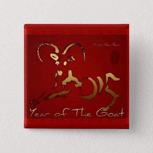 Golden Goat Chinese Vietnamese New Year Button