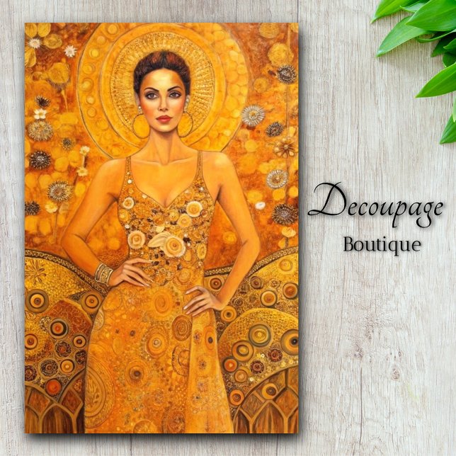 Golden Goddess Art Nouveau Splendor Decoupage Tissue Paper (Golden Goddess Art Nouveau Splendor Decoupage Tissue Paper By Decoupage Boutique)