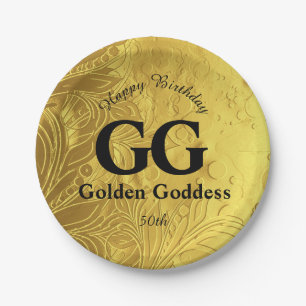 Golden Goddess Celebrate Happy 50th Birthday Party Paper Plates