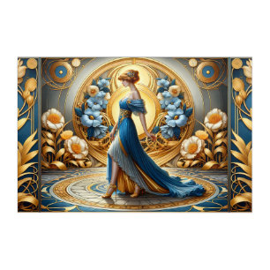 Golden Goddess in Art Nouveau Bloom Acrylic Print