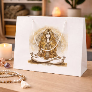 Golden Goddess Meditation Yoga Spiritual Mandala Large Gift Bag