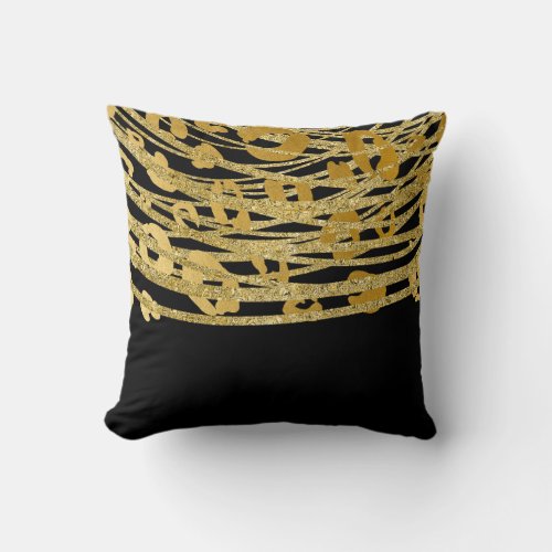 Golden Gold Black Leopard Cheetah Print Glam Throw Pillow