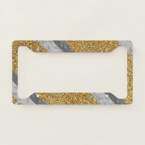 Golden Gold Glitter Grey Sparkling Cute Elegant  License Plate Frame