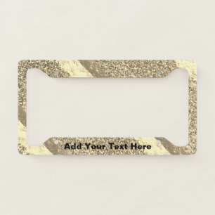 Golden Gold Glittery Foil Sparkling Custom Cute License Plate Frame