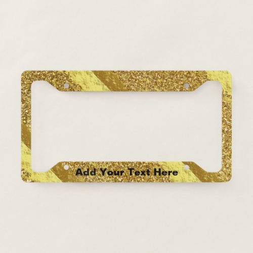 Golden Gold Glittery Foil Sparkling Custom Text License Plate Frame