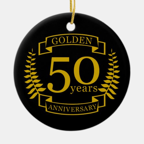 GOLDEN Golden 50 Years Wedding Anniversary 50 all Ceramic Ornament