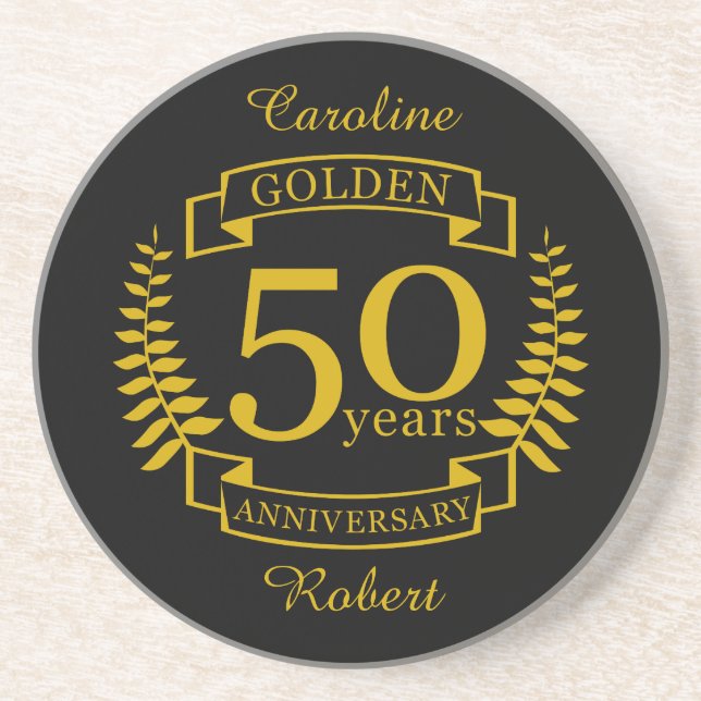 GOLDEN Golden 50 Years Wedding Anniversary 50 all Coaster (Front)