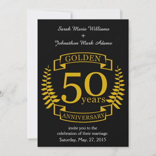 GOLDEN Golden 50 Years Wedding Anniversary 50 all Invitation