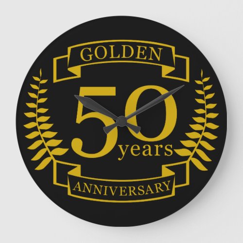 GOLDEN Golden 50 Years Wedding Anniversary 50 all Large Clock