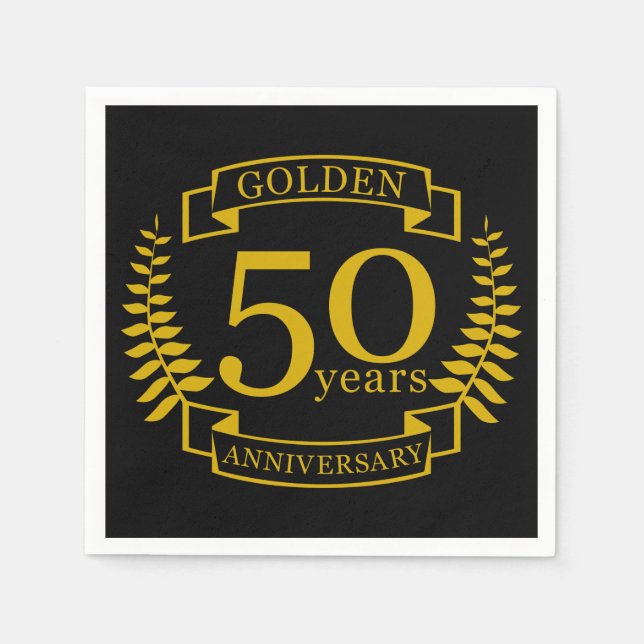 GOLDEN Golden 50 Years Wedding Anniversary 50 all Napkins (Front)
