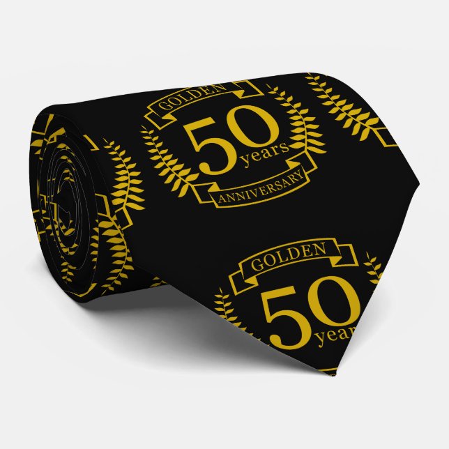 GOLDEN Golden 50 Years Wedding Anniversary 50 all Neck Tie (Rolled)