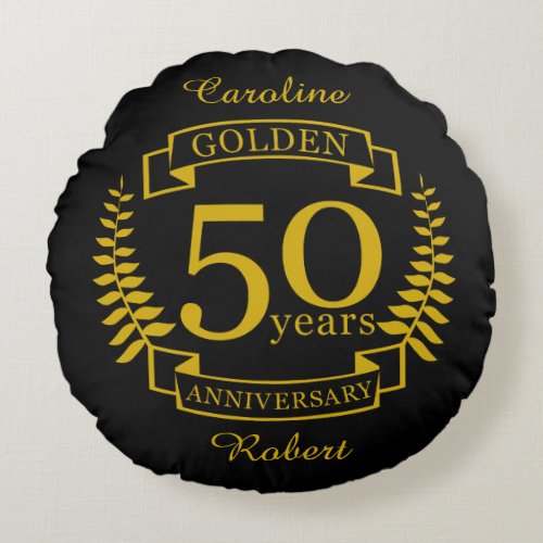 GOLDEN Golden 50 Years Wedding Anniversary 50 all Round Pillow