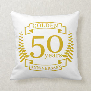 GOLDEN Golden 50 Years Wedding Anniversary 50 Throw Pillow