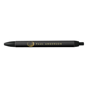 Golden Golf Ball Logo Elegant Golfer Monogram Pen