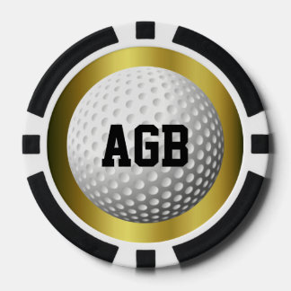 Golden Golf ball spotter/reminder Poker Chips