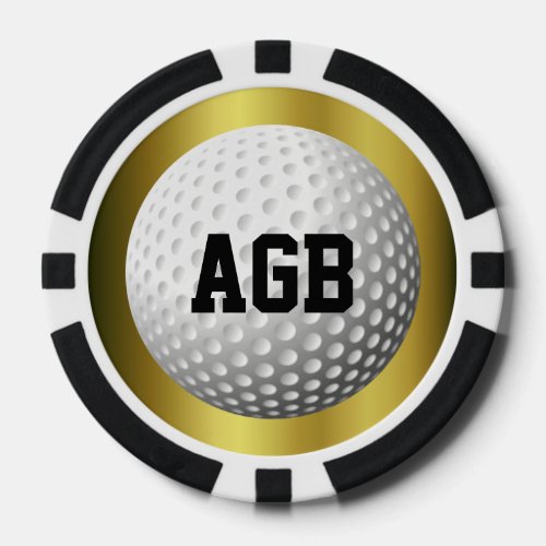 Golden Golf ball spotterreminder Poker Chips