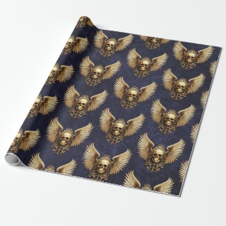 Golden Gothic Skull Sigil of Ascension Dark Blue