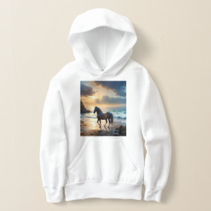 Golden Grace: A Palomino Horse on the Sunset Shore Hoodie