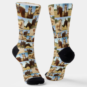 **"Golden Grace: A Palomino Photo Collage"** Socks