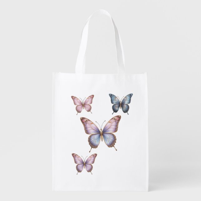 ✨ Golden Grace Butterflies modern bag✨ Grocery Bag (Front)