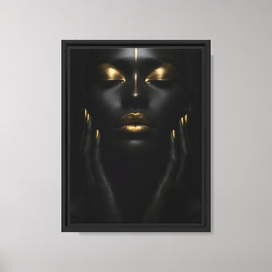 Golden Grace on Dark Skin - African Beauty Canvas Print