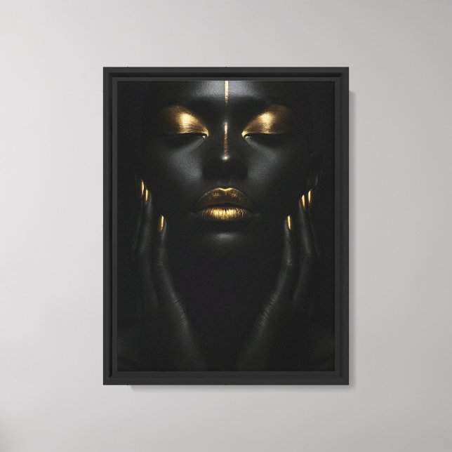 Golden Grace on Dark Skin - African Beauty Canvas Print (Front)